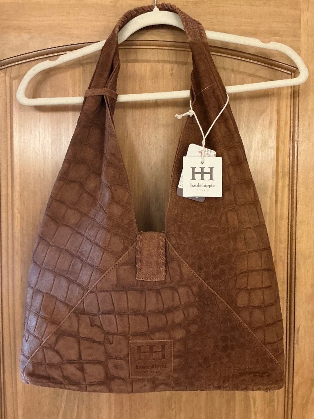 NWT Haute Hippie Suede Triangle Hobo Bag